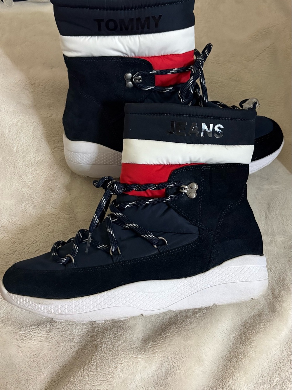 Tommy Jeans Navy Red White High-Top SnowBoots